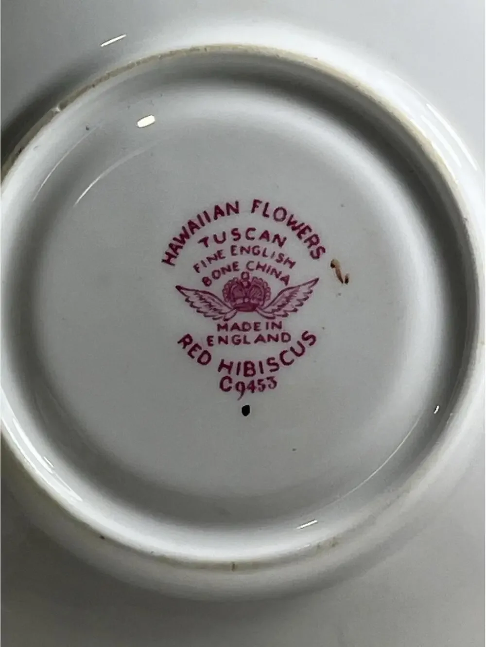 VTG Tuscan Hawaiian Flowers Red Hibiscus England Bone China Tea Cup & Saucer
